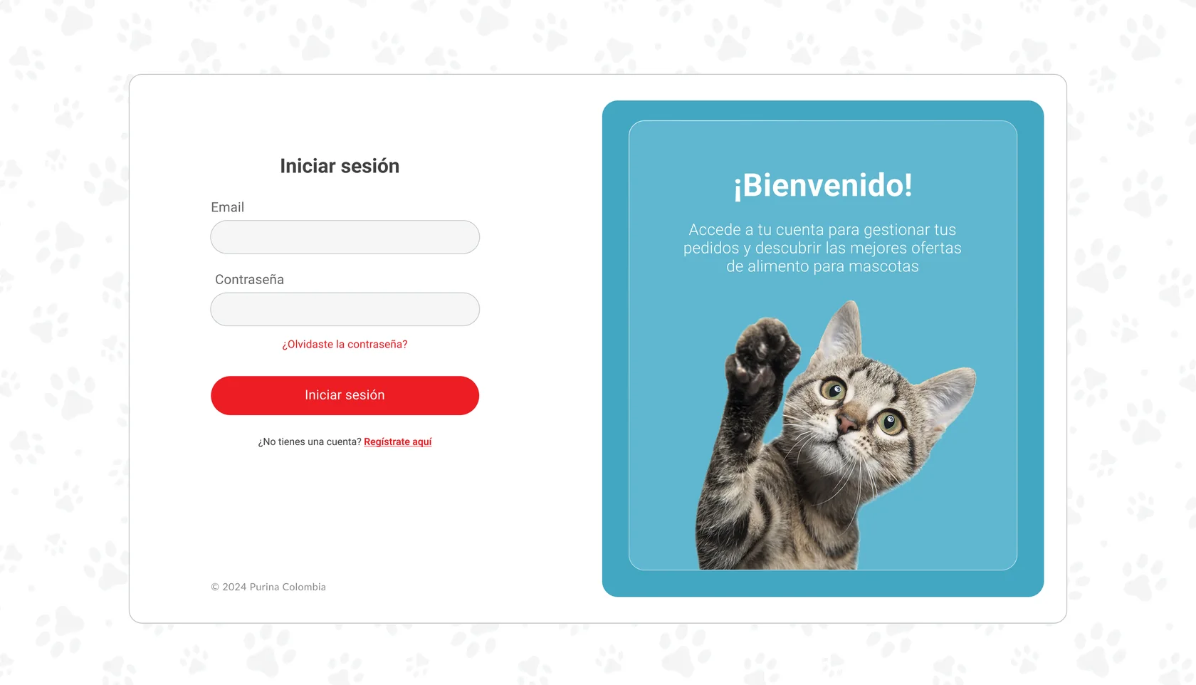 Pantalla de inicio de sesión de la plataforma B2B